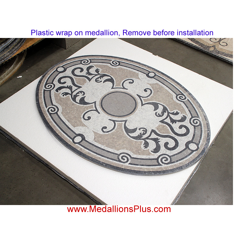 Venetian, 36" x 48" Oval Mosaic Floor Medallion, Honed